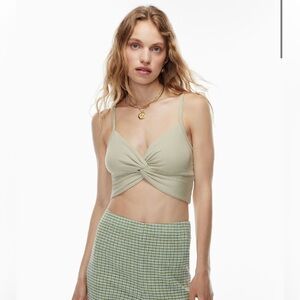 Wilfred Sage Green Ribbed Twist Bay Tank Top